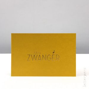 Hoera zwanger kaart geel, Letterpers 2