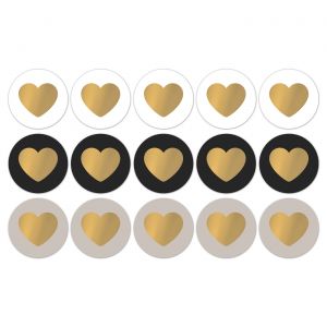 Stickers goud hart zwart/wit/grijs (CWH) 2
