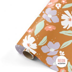 Cadeaupapier roest bloem neon (CWH) 1