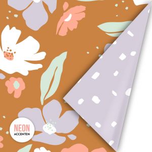 Cadeaupapier roest bloem neon (CWH) 2