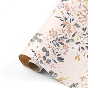 Cadeaupapier kerstbloemen rose (CWH) 1