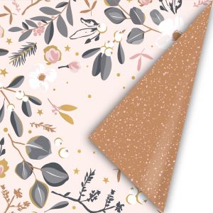 Cadeaupapier kerstbloemen rose (CWH) 2