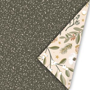 Cadeaupapier kerst groen sparkle - bloem rose (CWH) 2