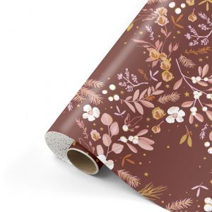 Cadeaupapier kerst bordeaux bloem - wit sparkle (CWH) 1