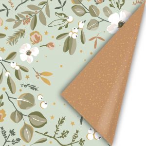 Cadeaupapier kerst bloem mint - sparkle bruin (CWH) 2