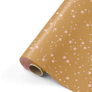 Cadeaupapier kerst rose met gouden sterren (CWH) 2