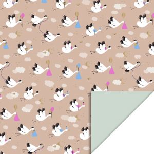 Cadeaupapier ooievaar baby (HOP) 2