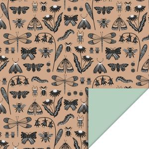 Cadeaupapier insecten taupe (HOP) 3