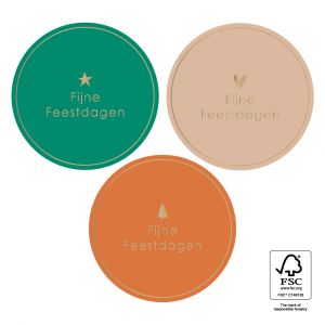 Kerststicker groen-oranje-zand met goud hart/boom/ster(HOP) 2