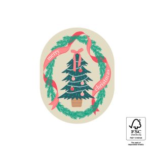 Sticker kerstboom ovaal 1