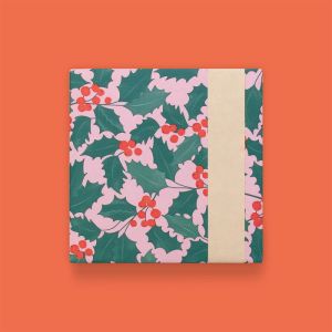 Cadeaupapier kerst hulst (HOP)