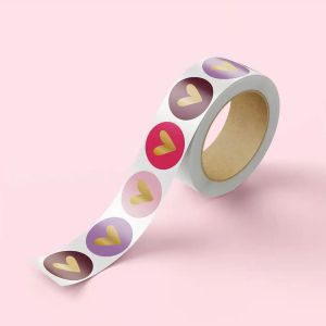 Stickers hart goudfolie gemengd warm