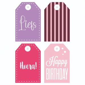 Set van 4 cadeaulabels verjaardag