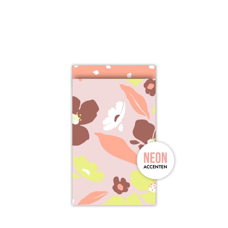 Cadeauzakje rose bloem neon (klein)(CWH)