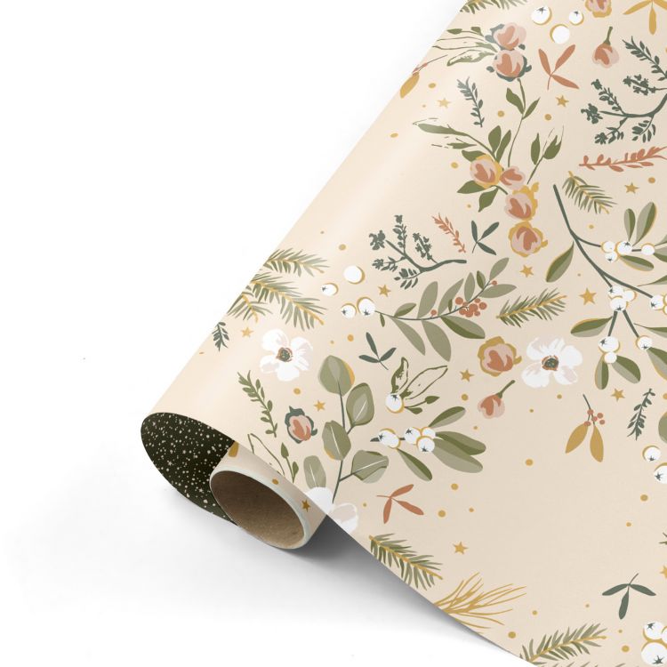 Cadeaupapier kerstbloem - groen sparkle (CWH)