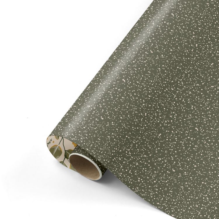 Cadeaupapier kerst groen sparkle - bloem rose (CWH)