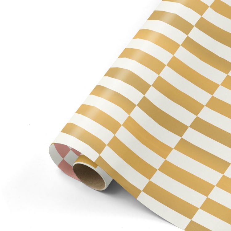 Cadeaupapier kerst goud bloks (CWH)