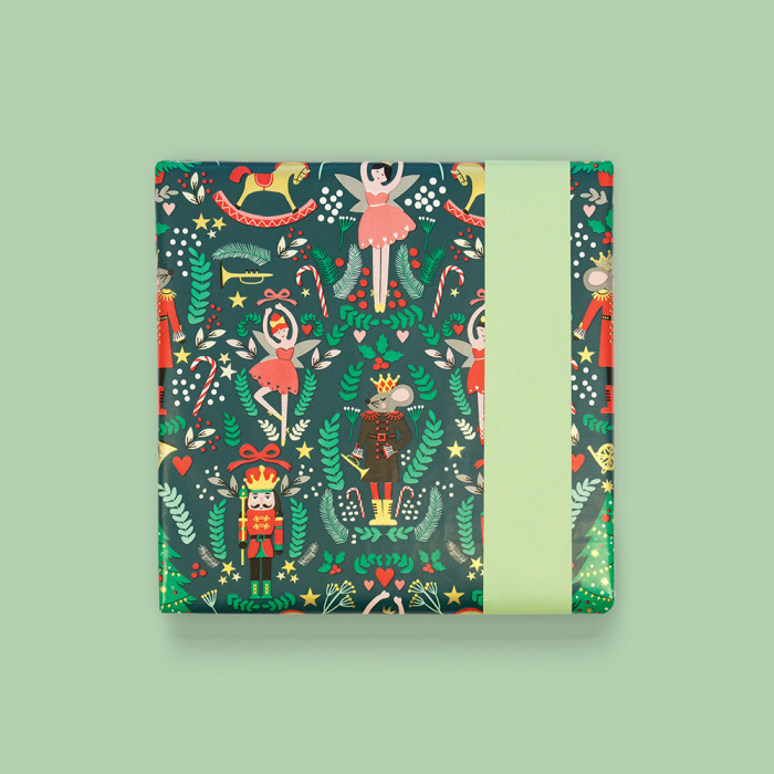 Cadeaupapier kerst notenkraker groen (HOP)