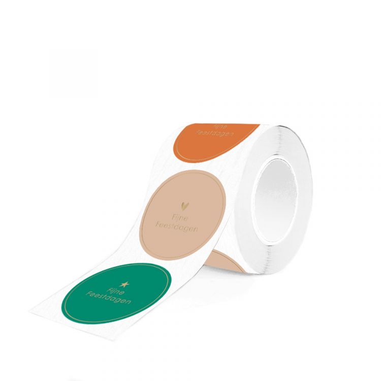 Kerststicker groen-oranje-zand met goud hart/boom/ster(HOP)