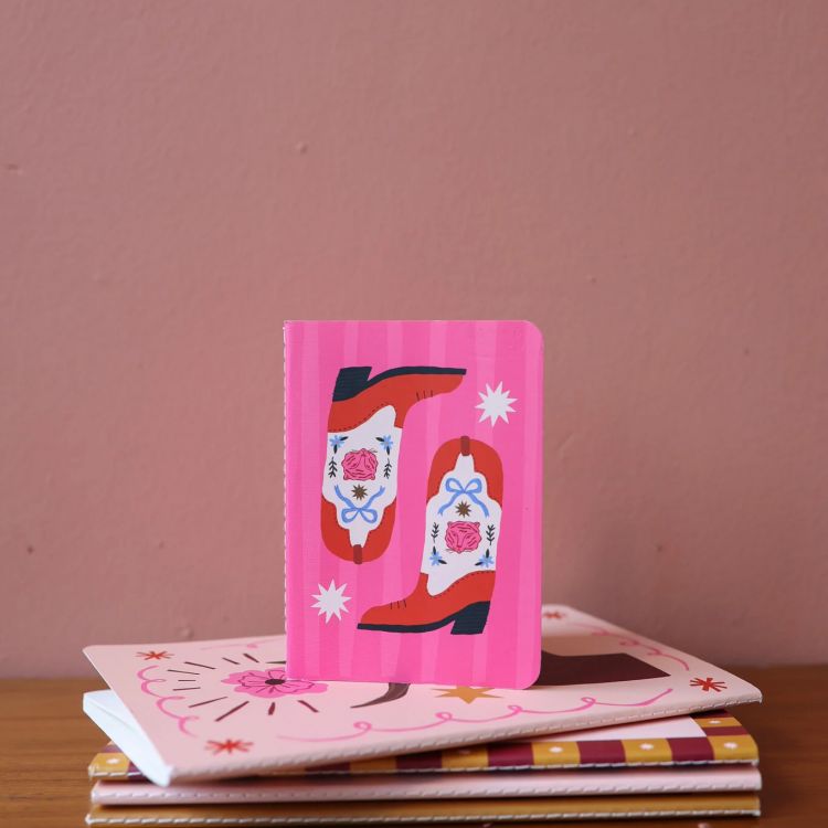 Mini Soft Cover Notebook Blanco Western Boots, ATLITW