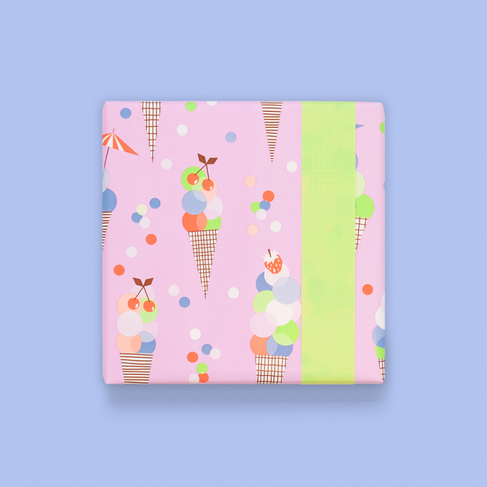 Cadeaupapier rose ijs confetti
