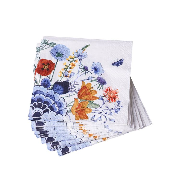 Servetten bloemen, Heinen Delfts Blauw