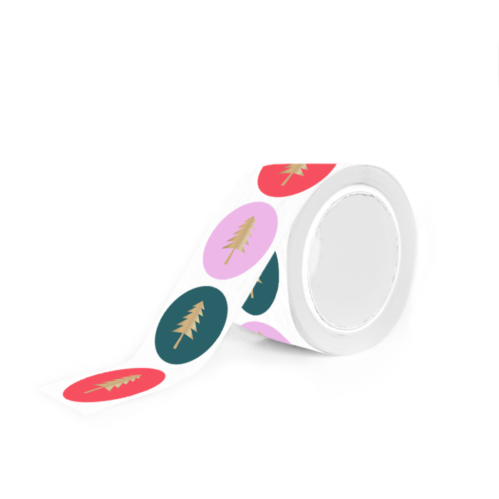 Sticker kerstboom rood-rose-blauw (HOP)