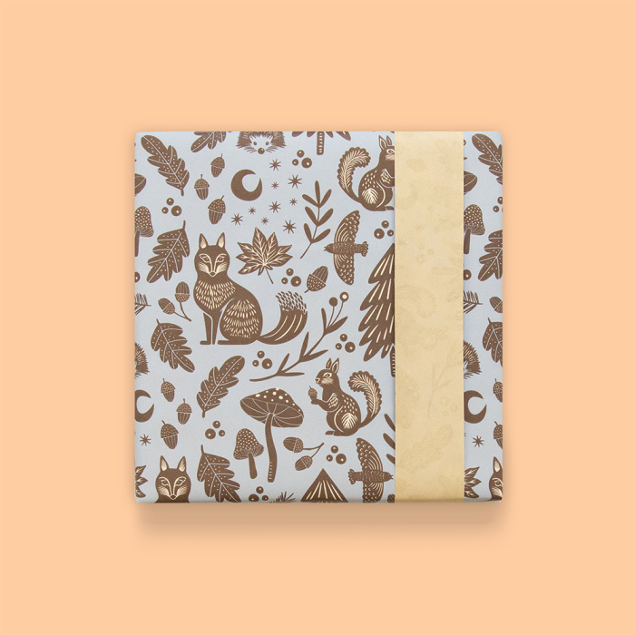 Cadeaupapier nature animal lichtblauw (HOP)