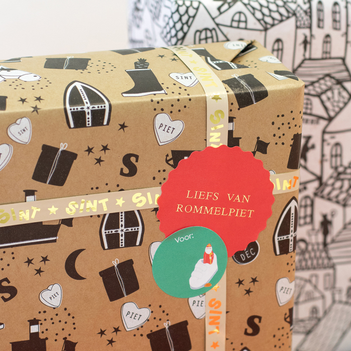Cadeaupapier kraft Sint (HOP)