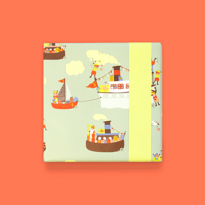Cadeaupapier pakjesboot Sinterklaas (HOP)