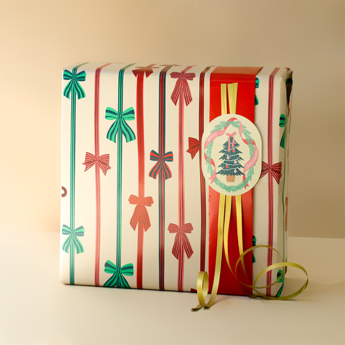 Cadeaupapier strikjes kerst (HOP)